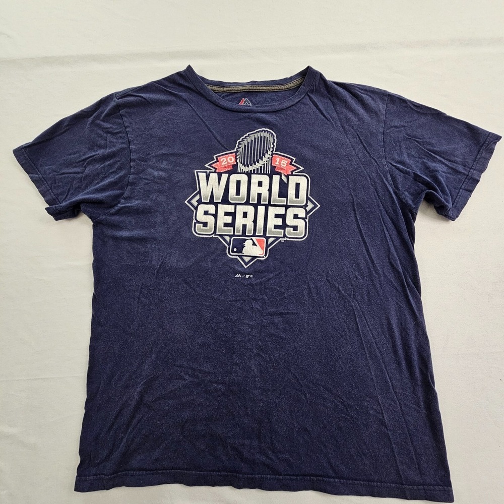 2015‎ World Series Majestic Blue Short Sleeve Cotton T-Shirt Men's L